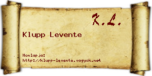 Klupp Levente névjegykártya